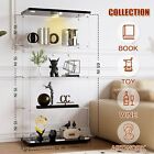 Glass Display Cabinet 4 Shelves 2 Doors Push Light Storage For Curio Bookshelf