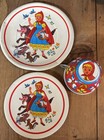Vintage 1960 s Ohio Art Childrens Tin 3 Piece Tea Set Little Red Riding Hood