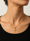 Gold Cross Necklace  Tiny Cross Necklace  14k Gold Plated  1mm Box Chain