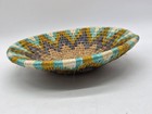 Hand Woven Colorful African Grass Basket Round Decorative Boho Eclectic Tribal