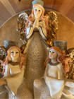 Vtg 3 Christmas Angels 5 Candle Candelabra Large Centerpiece Holiday Brass Resin