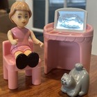 Little Tikes Dollhouse Furniture Pink Vanity  Chair   Girl Figure W pet Cat Usa