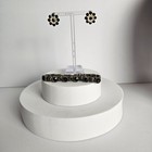 Necklace  Earring  Bracelet Jewelry Set Silver Tone Western Style W  Black Stone