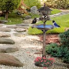 3 In 1 Outdoor Pedestal Bird Bath Feeder Planter Decor  Bronze