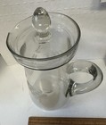 Vintage Juice Water Martini Clear Glass Pitcher With Lid Cover Signed Bottom