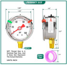 0-100 Psi 1 5  Liquid Filled Pressure Gauge 1 8  Npt Ss Lower Mount Water Oil Ai