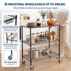 3 Tier Rolling Utility Cart  heavy Duty Wire Storage Cart Kitchen Cart On Wheels