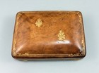 Vintage Florence Italy Genuine Leather Trinket Jewelry Box Gold Trim 5  X 4 
