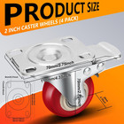 2 Inch Heavy Duty Caster Wheels Set Of 4 Swivel Pu With Dual Lock Brakes 600lbs