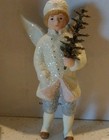 Costco Glitter Angel Hanging Christmas Ornament White Silver Green 5in