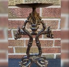 Cast Iron Ornate Tall Dragon Themed Pillar Candle Holder - 14 Inch Tall