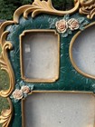 Vintage Gold Green Rosebud Victorian Inspired Ornate Picture Frame Holds 5 Photo