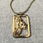 Vintage Avon Leo Lion Head Star Signs Gold Tone Zodiac Pendant Necklace 18 chain