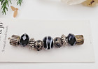 Hilde   Jo 9  Beads In Black  Black And White Silver Metal Lined And Silver Bead