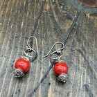 Barse Batik Drop Earrings- Red Magnesite-sterling Silver- Nwt