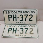 1965 Colorado License Plate Pair Metro Ph-372 Man Cave Bar