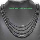 Black Chain Necklace Stainless Steel Box Rope Wheat Braided Rolo Cuban Men Women