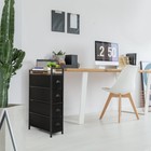 Narrow Storage Cabinet Slim Dresser With 4 Fabric Drawers Wooden Top Bedroom