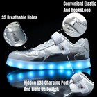 Kids Led Light Up Sneakers Hook   Loop Usb Rechargeable Silver Sz 12 7 Colors