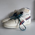 Vintage 1980s Action 87 High Top Sneakers - Made In Usa - White Blue Red