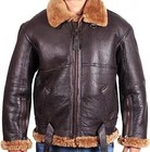 Raf B3 Shearling Bomber Jacket Men     Real Sheepskin Leather Aviator Pilot Coat