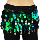 6 Pcs Solid Sequins Coins Belly Dance Scarf Belt Hip Skirt Wrap Chiffon