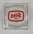 Vintage Stag Beer Logo Square Glass Clear Ashtray Breweriana