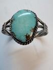 Vtg Navajo Sterling Silver Large 1 5  Sky Blue Turquoise Cuff Bracelet 