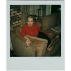 Lady In Red Polaroid 1980s Snapshot Real Photo Image Sexy Stockings Woman Vtg 