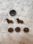 Lot Of 6 Vintage Buttons Roses Ladys Shoe Plastic
