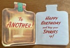 Unused Birthday Hillbilly Whiskey Bottle Old Man Vtg Greeting Card 1940s 1950s