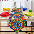 Mexican Talavera Ceramic Tile Pattern Linen Table Runners Dinner Table Settin   