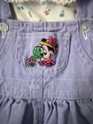 Rare  Vintage Disney Babies Minnie Mouse 2pc Purple Shortalls   Floral Top Set 