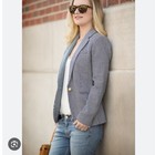 J  Crew Campbell Houndstooth Single Button Blazer Jacket Navy 12