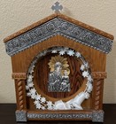 1950s Greek Orthodox Wedding Crowns Stefana Wax Flowers Wooden Shadow Box Shrine