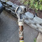 Vintage Bristish Cane Walking Stick Eagle Handle And Country Badges European
