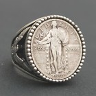 Us 1930 Standing Liberty Quarter 90  Silver Coin 925 Sterling Signet Silver Ring