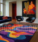 Abstract Modern Rug  Bold Geometric Tufted Wool Carpet