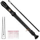 3 Pieces German Style Soprano Recorder For Beginners   C Key Abs Black