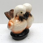 Vintage Mid Century Modern Pottery Novelty Bird Planter Pair Of Doves Unmarked