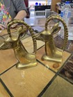 Vintage Mcm Brass Ram   Ibex Bookends     Hollywood Regency Mid Century Modern   