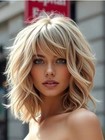 Human Hair New Fashion Gorgeous Women s Golden Blonde  Wigs 12 In