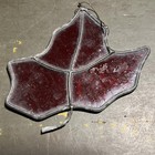 Vintage Handmade Leaded Stained Slag Glass Window Red Maple Leaf 5 5    Tr10