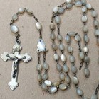 Vtg Italian Job   s Tears Seed Rosary Crucifix   Mary Medal Beads Catholic 1950s
