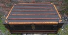 Rare Antique Original Pigskin Trimmed Flat Top Steamer Travel Storage Trunk