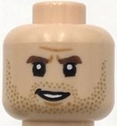 Lego New Minifigure Head Dual Sided Dark Brown Eyebrows Dark Tan Stubble Beard