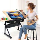 Drafting Table Drawing Desk Artcraft Workstation Adjustable  Tabletop W stool 