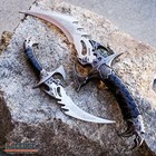 2pc Fantasy Claw Knife Twin Fixed Blade Dagger Set Draco With Sheath