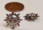 12 Vintage Steel Raised Smiling Sun 13mm  Silver Metal Stamping Findings N34