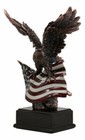 Wings Of Glory Bald Eagle Clutching On American Flag Statue Bronze Electroplated